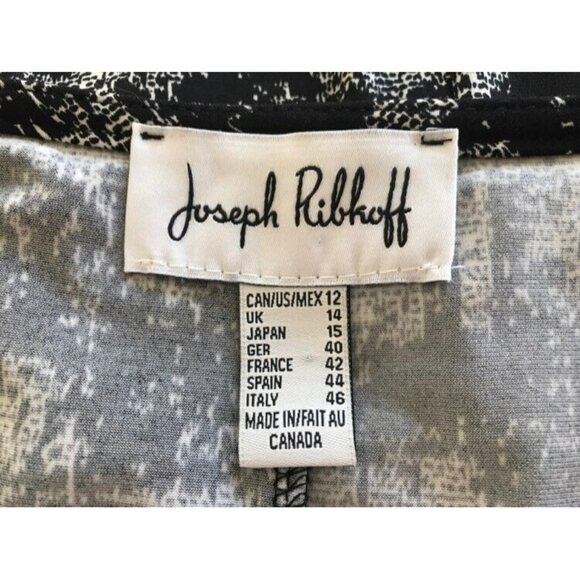 JOSEPH RIBKOFF 3/4 Sleeve Top Size 12 Black White Strap Shoulder Cuffs Stretchy - Picture 9 of 10